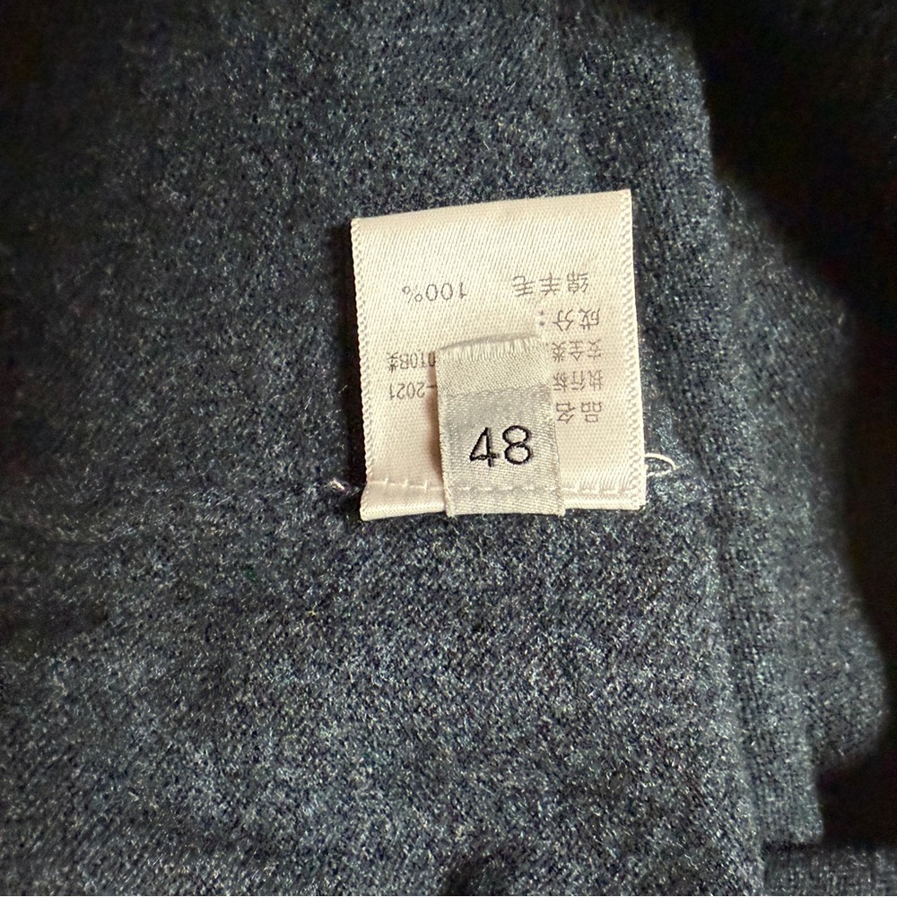 Loro Piana Embroidered Logo Navy Blue Crew Neck Wool Sweater - Small - Picture 7 of 9